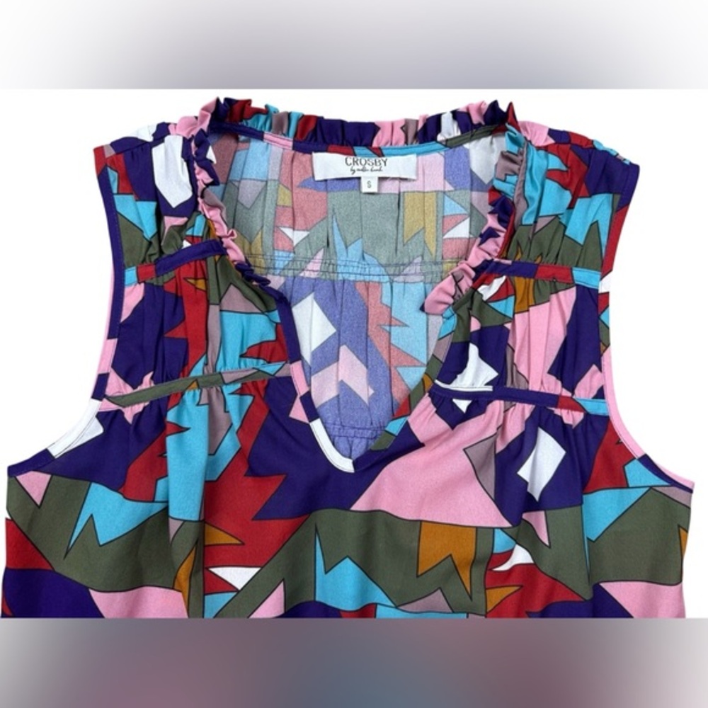 Crosby by Mollie Burch Colorful Geometric Print Tank Top Blouse Womens Small - Picture 2 of 7